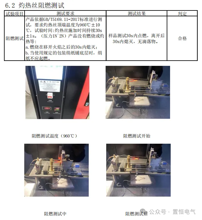 灼熱絲測(cè)試合格報(bào)告