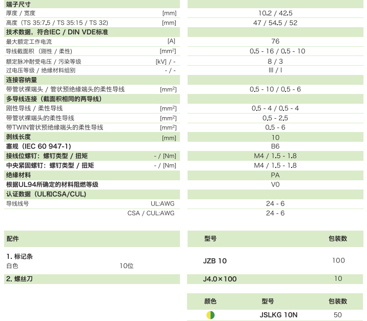 通用型接地端子JSLKG 10N