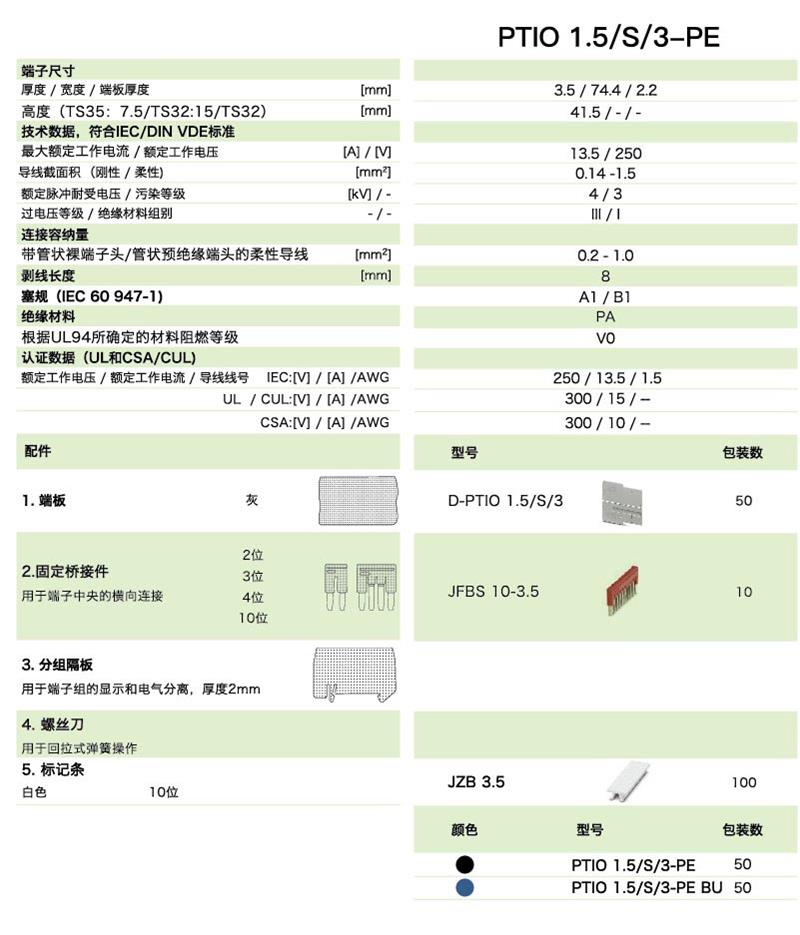 PT直插式系列PTIO 1.5/S/3-PE