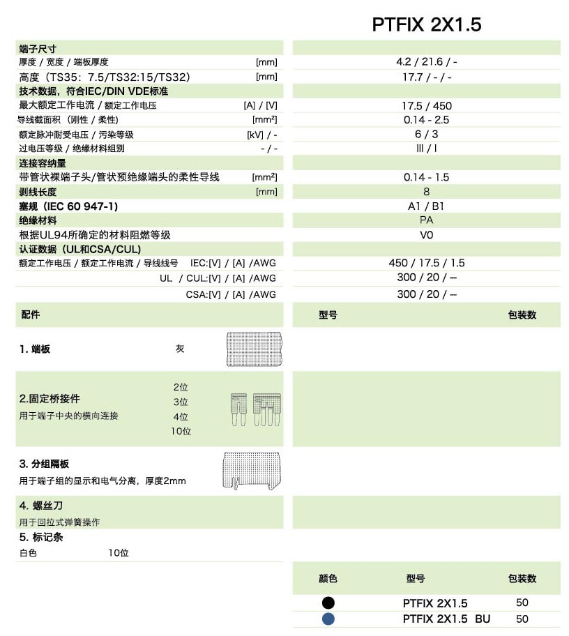 PT直插式系列PTFIX 2X1.5